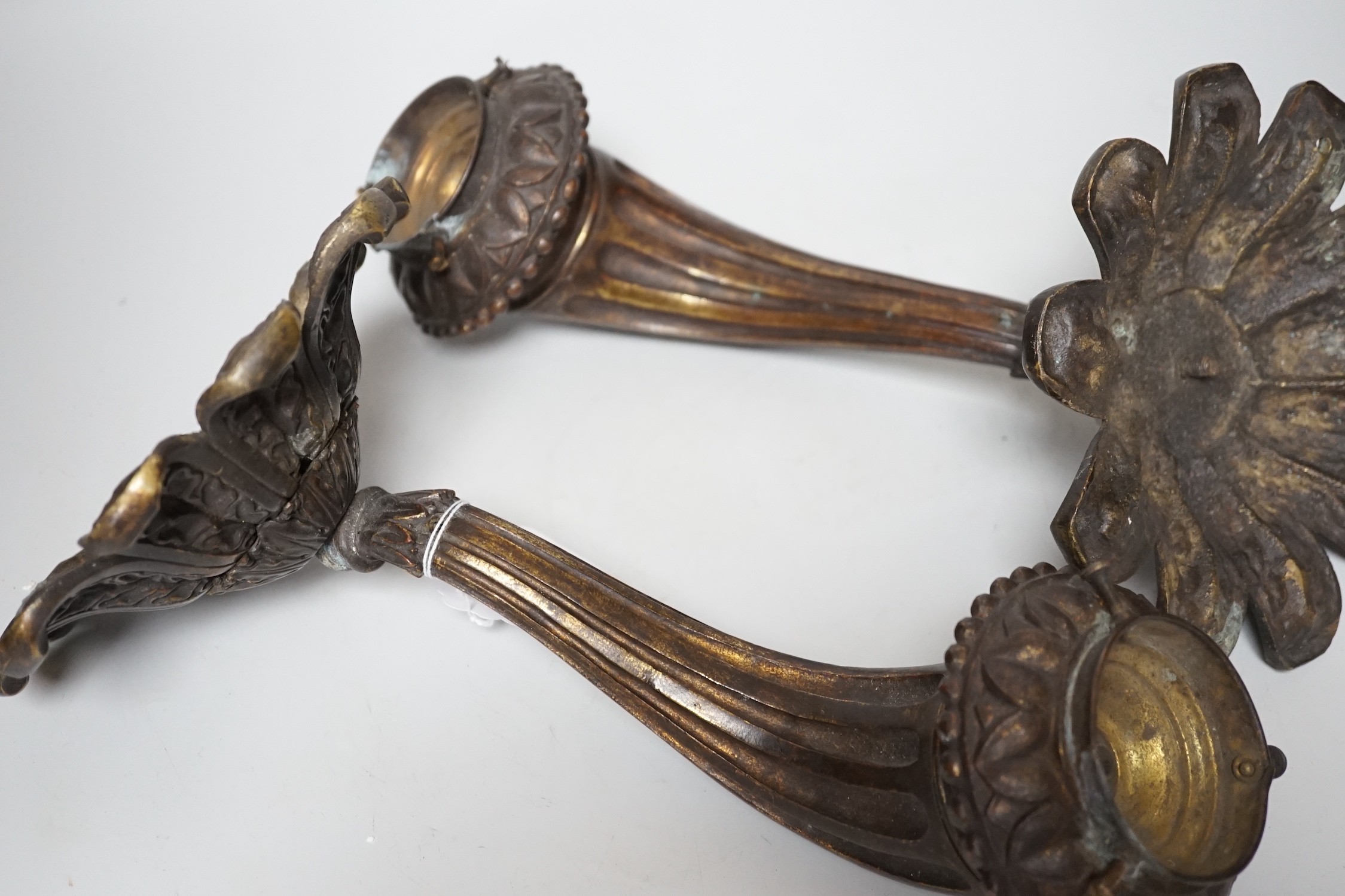 A pair of Regency wall sconces, 31cms wide